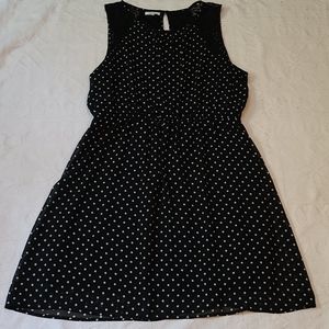Maurice's 1 or 1X black sleeveless polka-dot dress